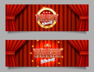 Talent show vector horizontal banner template set