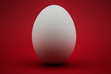 Uovo bianco con sfondo rosso.