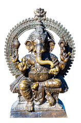 God Ganesh isolated bronze sculpture