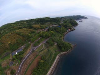 Fototapeta na wymiar japan kyushu kagoshima akune kuronosetooohashi drone
