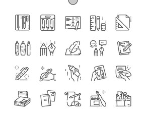 Writing tools Well-crafted Pixel Perfect Vector Thin Line Icons 30 2x Grid for Web Graphics and Apps. Simple Minimal Pictogram
