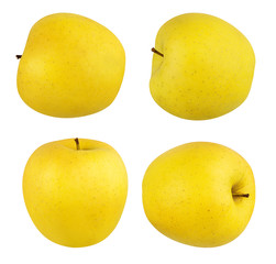 Fresh yellow apple isolated on white background with clipping path