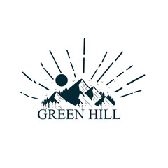 green hill logo icon with mountain illustration