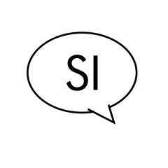 Logotipo con texto SI en burbuja lineal color negro