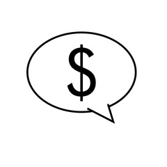 Logotipo símbolo dólar en burbuja lineal color negro