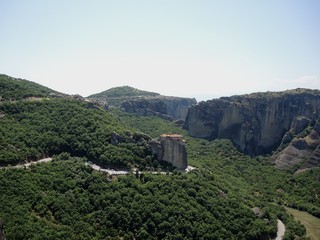 View of the valley of Meteora, St.Barbara monasteri