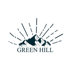 green hill logo icon with mountain logo illustration