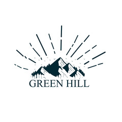 green hill logo icon with mountain logo illustration