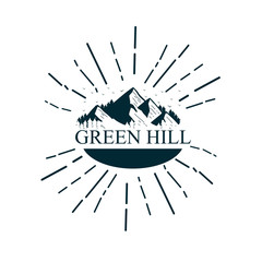 green hill logo icon with mountain logo illustration