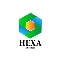 hexa logo icon with hexagonal illustration for business company