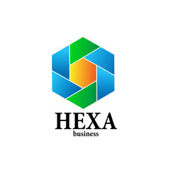 hexa logo icon with hexagonal illustration for business company