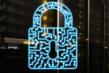 Cyber Security lock icon Information Privacy Data Protection internet and Technology concept.