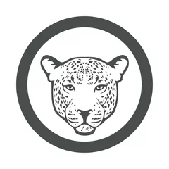 Foto op Plexiglas Icono plano silueta cabeza de leopardo en círculo color gris © teracreonte