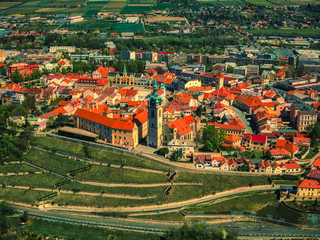 aerial view of Melnik by the vltava river