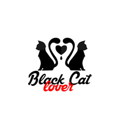 black cat lover logo icon
