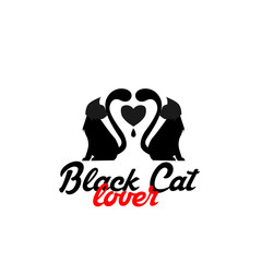 black cat lover logo icon