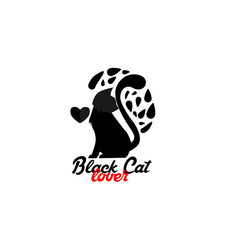 black cat lover logo icon