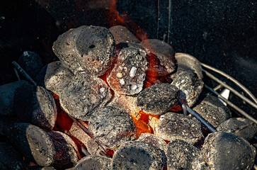 Barbecue coals closeup