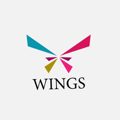 wings logo icon with abstract geometry illustration