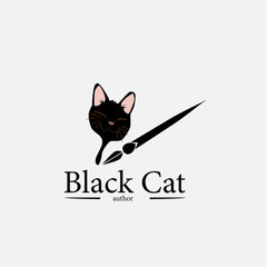 black cat logo icon for author