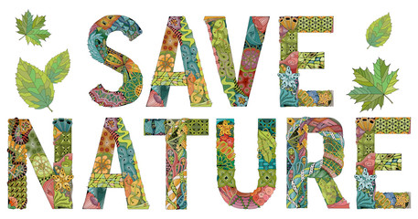 Save nature. Vector zentangle object for decoration