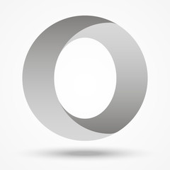 Three-dimensional ring. Abstract logo with shadows as a letter O. Vector illustration. Symbol of cyclicity and repeatability.