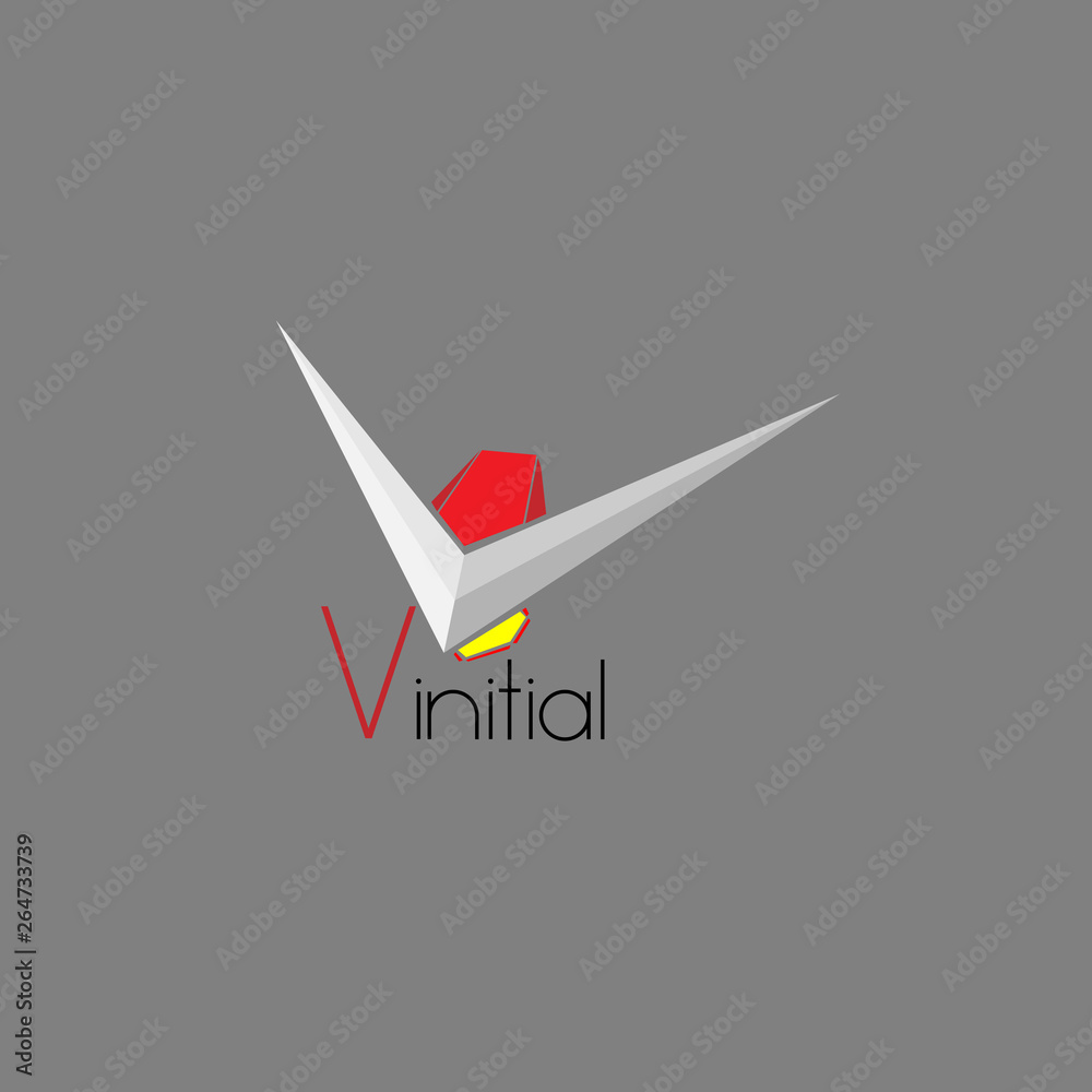 Sticker V initial letter logo