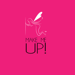 make me up logo with fairy illustration