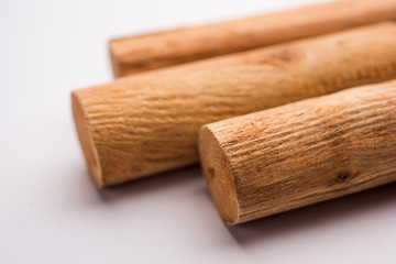 close up of sandalwood isolatd on the white background