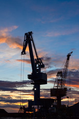 Port crane in the sunset