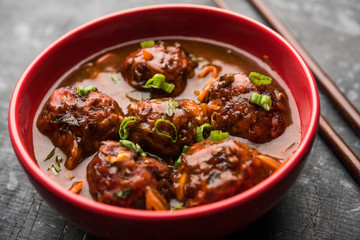 Veg or chicken Manchurian with gravy - Popular indo chinese food