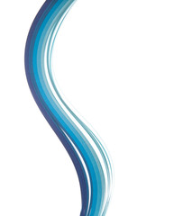 Blue colored paper, products for kviling on a white background. Abstract wave banner
