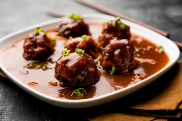Veg or chicken Manchurian with gravy - Popular indo chinese food