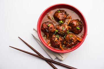 Veg or chicken Manchurian with gravy - Popular indo chinese food