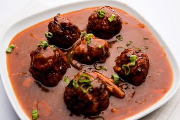 Veg or chicken Manchurian with gravy - Popular indo chinese food