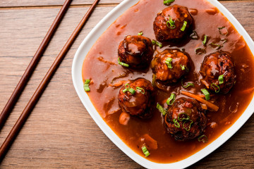 Veg or chicken Manchurian with gravy - Popular indo chinese food