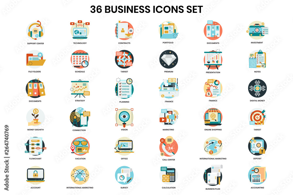 Wall mural Business icons set for business