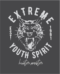 extreme slogan with panther head graphic illustration