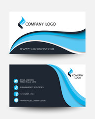 Modern business creative card template in black and blue wave design