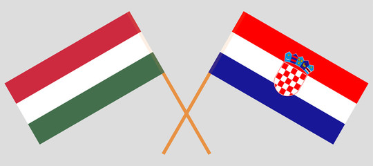 Croatia and Hungary. The Croatian and Hungarian flags. Official colors. Correct proportion. Vector