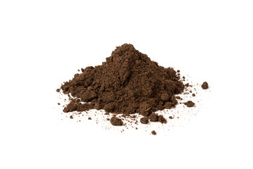 Soil isolated on white background.