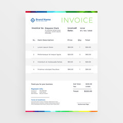 minimal colorful business invoice template