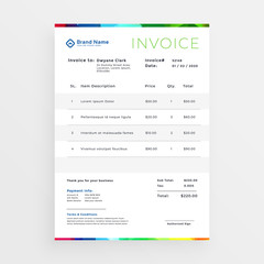 Obraz premium minimal colorful business invoice template