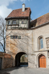 Fototapeta na wymiar ROTHENBURG OB DER TAUBER, GERMANY - MARCH 05, 2018: Rothenburg ob der Tauber an historic and medieval town and one of the most beautiful villages in Europe, Germany, 