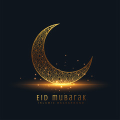 beautiful eid mubarak golden decorative moon greeting © starlineart