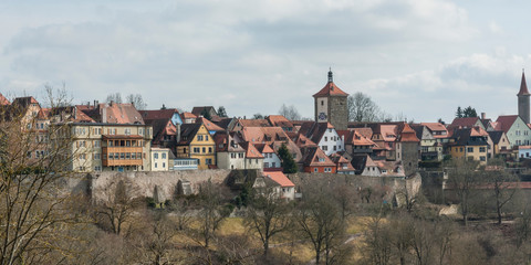 Fototapeta na wymiar ROTHENBURG OB DER TAUBER, GERMANY - MARCH 05, 2018: Rothenburg ob der Tauber an historic and medieval town and one of the most beautiful villages in Europe, Germany, 