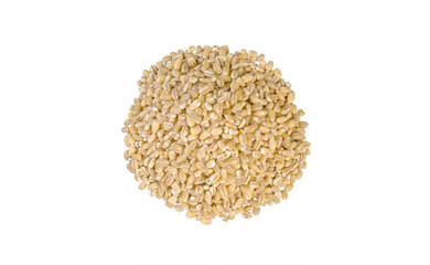pearl barley heap isolated on white background. nutrition. natural food ingredient.top view.
