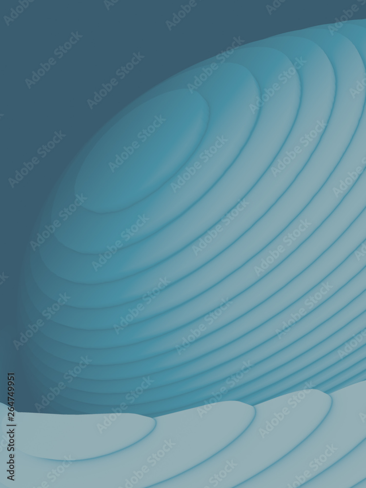 Poster striped futuristic pattern surrounded by blue light mist. computer generated geometric shape. 3d ren