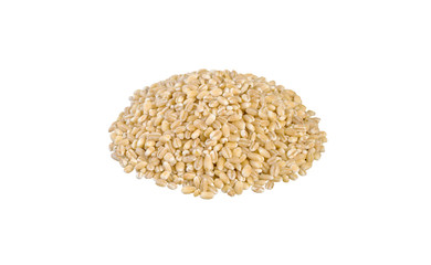 pearl barley heap isolated on white background. nutrition. natural food ingredient.