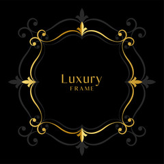 golden floral decorative frame on black background